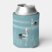 Pelican Couple Paddling on Calm Aqua Water