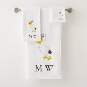 Pelican Design Monogrammed Bath Towel Set