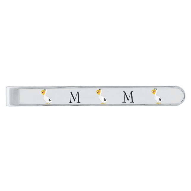 Pelican Design Monogrammed Silver Finish Tie Bar (Front)