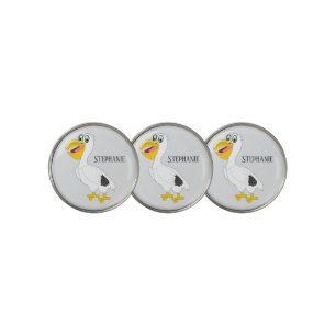 Pelican Design Personalised Any Colour Background Golf Ball Marker