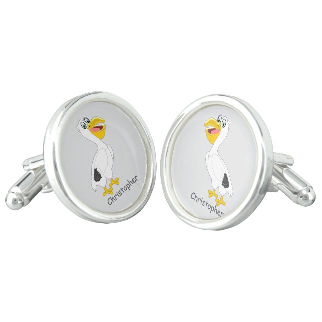 Pelican Design Personalised Cufflinks (Angled)