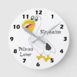 Pelican Design Personalised Round Clock at Zazzle