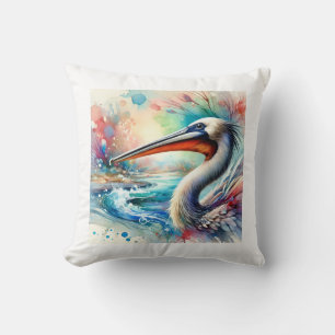 Pelican Eel Serenity 070824AREF136 - Watercolor Throw Pillow