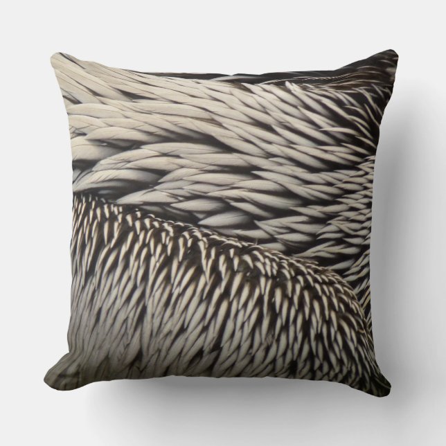 Pelican Feathers Abstract Nature Photography Throw Pillow (Front)