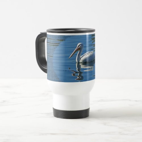 Pelican Floating Calm Blue Water Large Wild Bird Travel Mug