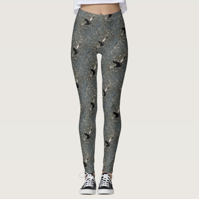 Pelican Flying Over Shimmering Lake Bafa Leggings (Front)