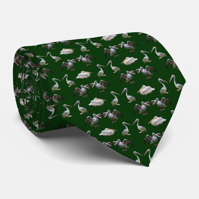 Pelican Frenzy Tie (Dark Green) (Rolled)