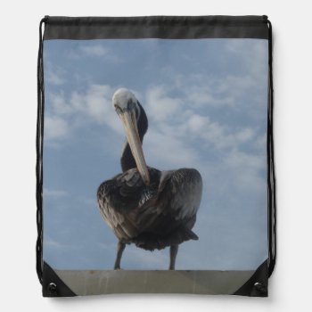 Pelican From Peru Drawstring Backpack by Edelhertdesigntravel at Zazzle