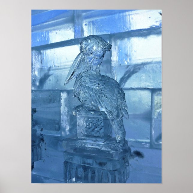 Pelican Ice Sculpture, Quebec, Canada Poster (Front)