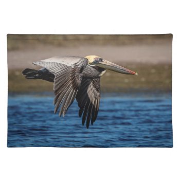 Pelican In Flight Cloth Placemat by debscreative at Zazzle