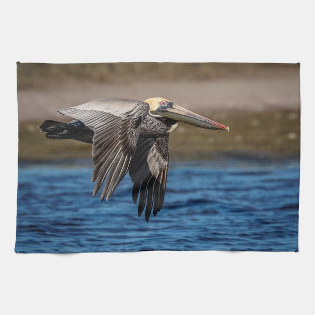 Pelican in flight towel (Horizontal)