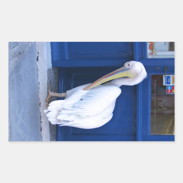 Pelican in Greece Rectangular Sticker (Front)