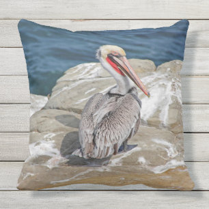 Pelican In The Ocean Throw Pillow