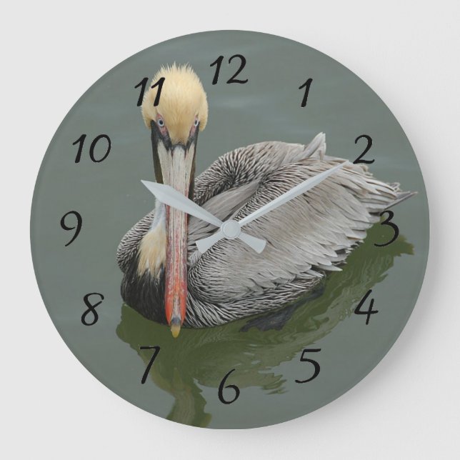 Pelican in the wild large clock (Front)