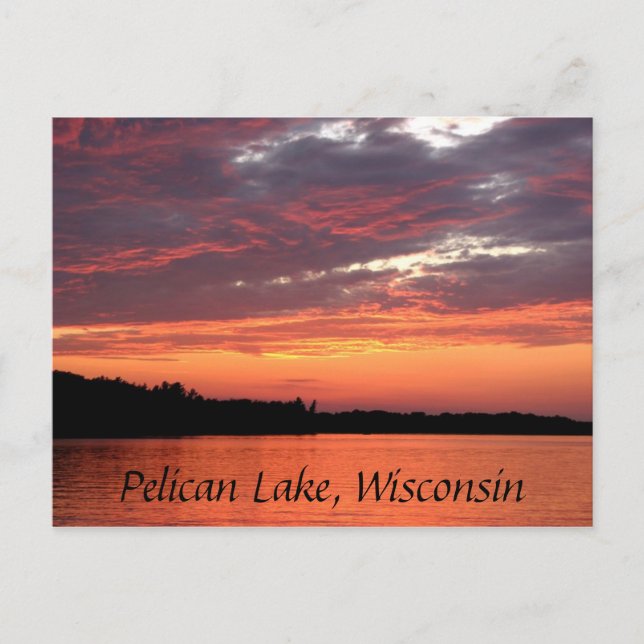 Pelican Lake Sunset, Wisconsin Postcard (Front)
