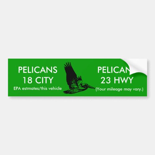 Pelican Mileage Rating Bumper Sticker