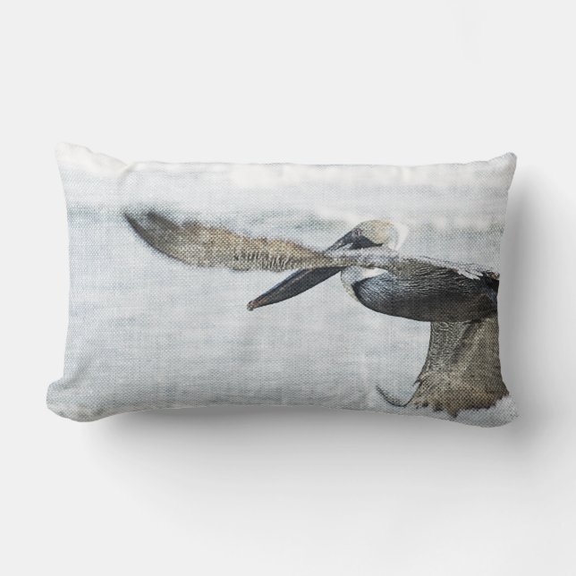 Pelican Ocean Blue Brown Lumbar Throw Pillow (Front)