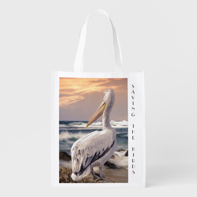 Pelican Ocean Fold and Snap Reusable Grocery Bag (Front)