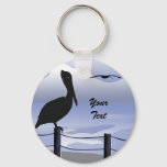 Pelican Ocean Shoreline Custom Keychain at Zazzle