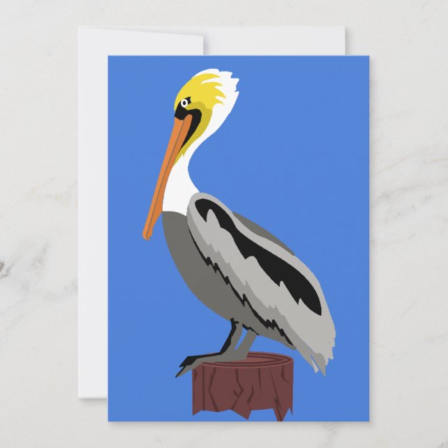 Pelican on a Piling Invitation (Front)