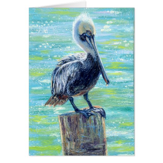 "Pelican on a Pole" Blank Note Card (Front)
