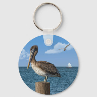 Pelican on a Post Keychain