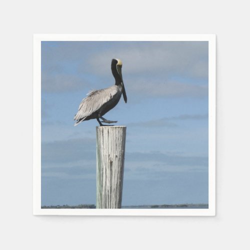 Pelican on a Post Napkins