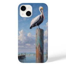 Pelican on a weathered dock pole