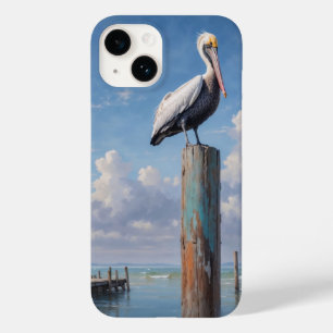 Pelican on a weathered dock pole Case-Mate iPhone 14 case