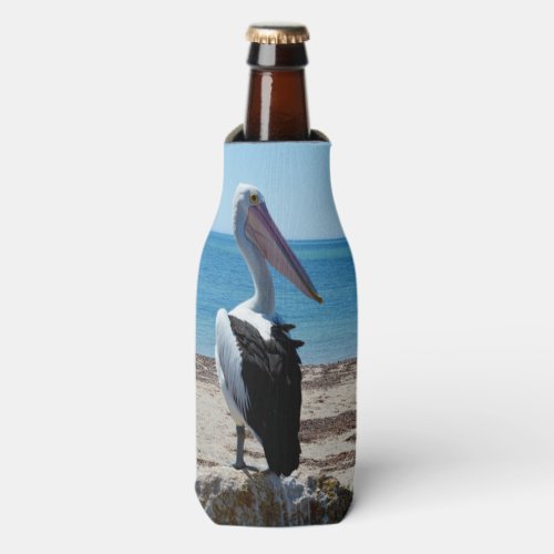Pelican On Beach Rock Bottle Cooler