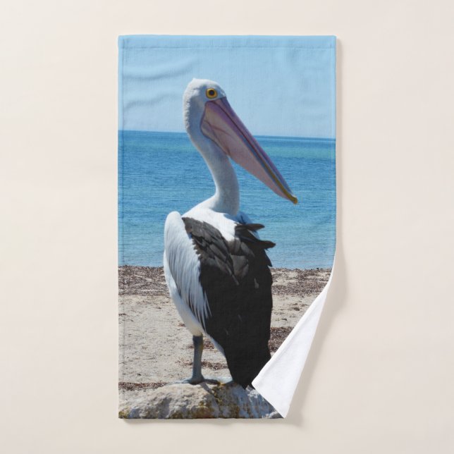 Pelican On Beach Rock, Hand Towel (Hand Towel)