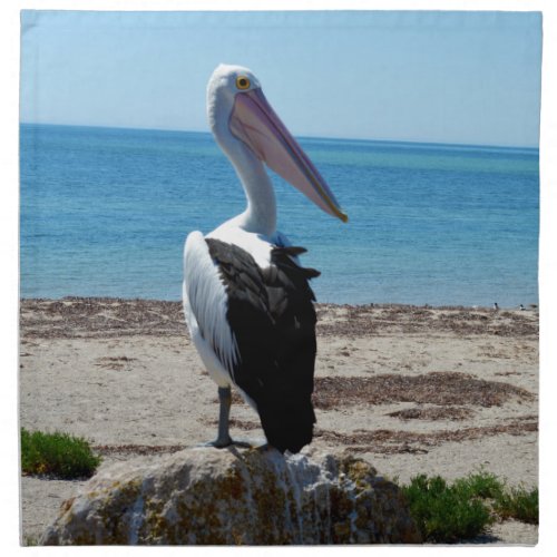 Pelican On Beach Rock Napkin