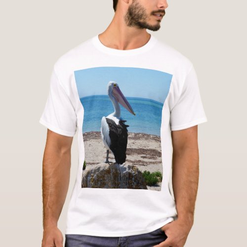 Pelican On Beach Rock T_Shirt