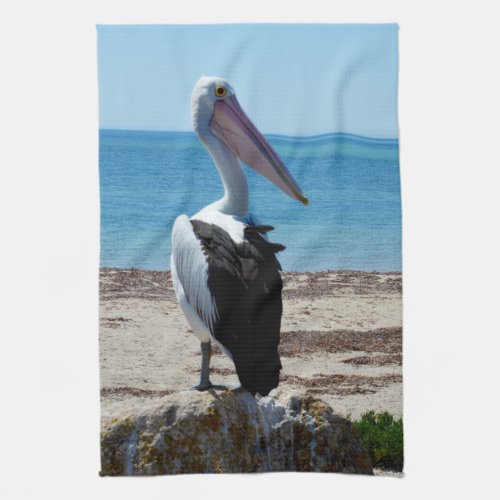 Pelican On Beach Rock Towel