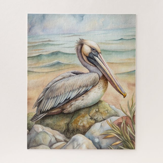 Pelican on the Beach Jigsaw Puzzle (Vertical)