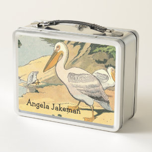 Pelican on the Beach Personalized Metal Lunch Box