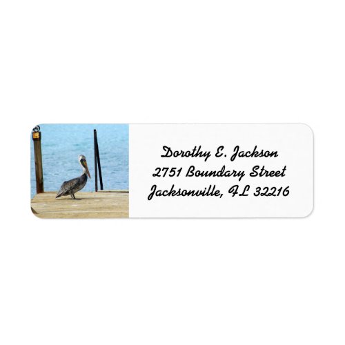 Pelican on the pier Curacao Photo Return Address Label
