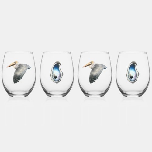 Pelican  Oyster Stemless Wine Glass _ 4 set