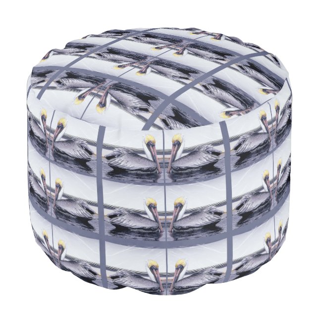 Pelican Pattern Pouf (Angled Front)