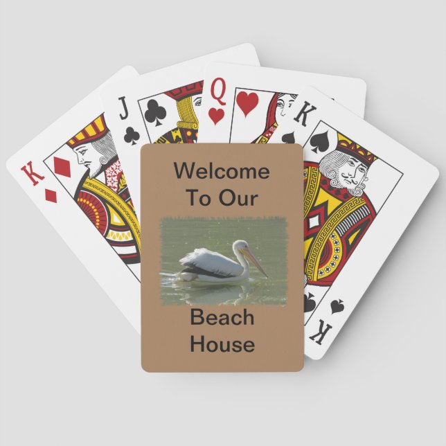 Pelican Photo Coastal Bird Summer Beach House Poker Cards (Back)