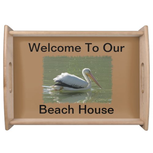 Pelican Photo Coastal Bird Summer Beach House Serving Tray