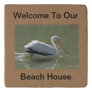 Pelican Photo Coastal Bird Summer Beach House Trivet