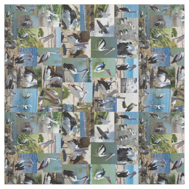 Pelican Photo Collage, Fabric (Close Up)