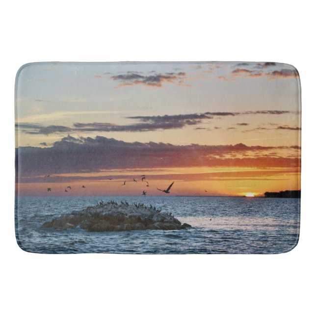Pelican Rock Sunset, Dauphin Island, Alabama Bath Mat (Front)