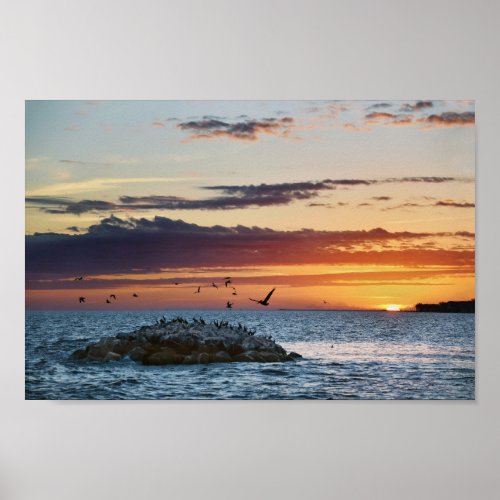 Pelican Rock Sunset Dauphin Island Alabama Poster