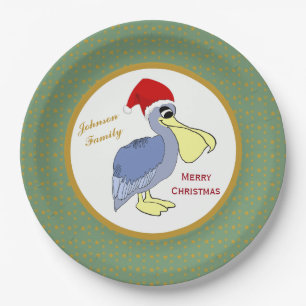 Pelican Santa Christmas Paper Plates