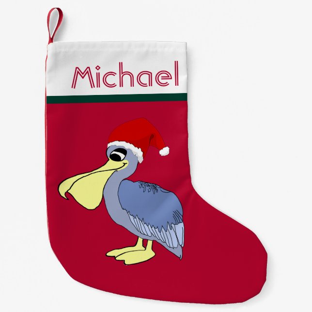 Pelican Santa Christmas (red) Small Christmas Stocking (Front)
