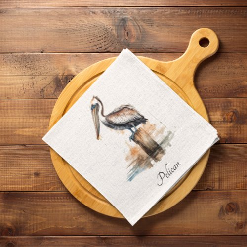 Pelican standing on a pole customizable napkins