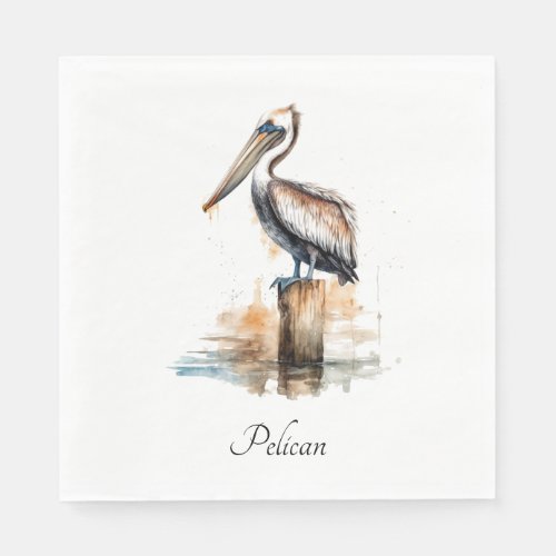 Pelican standing on a pole customizable napkins