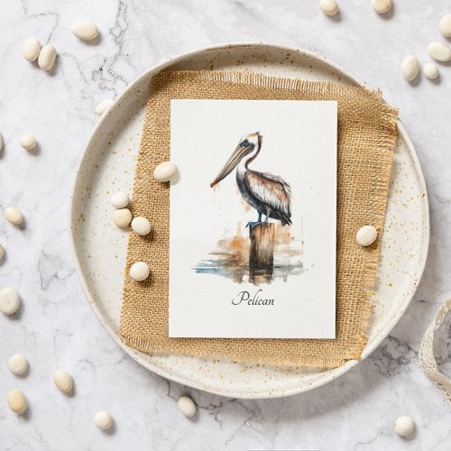 Pelican standing on a pole customizable  note card